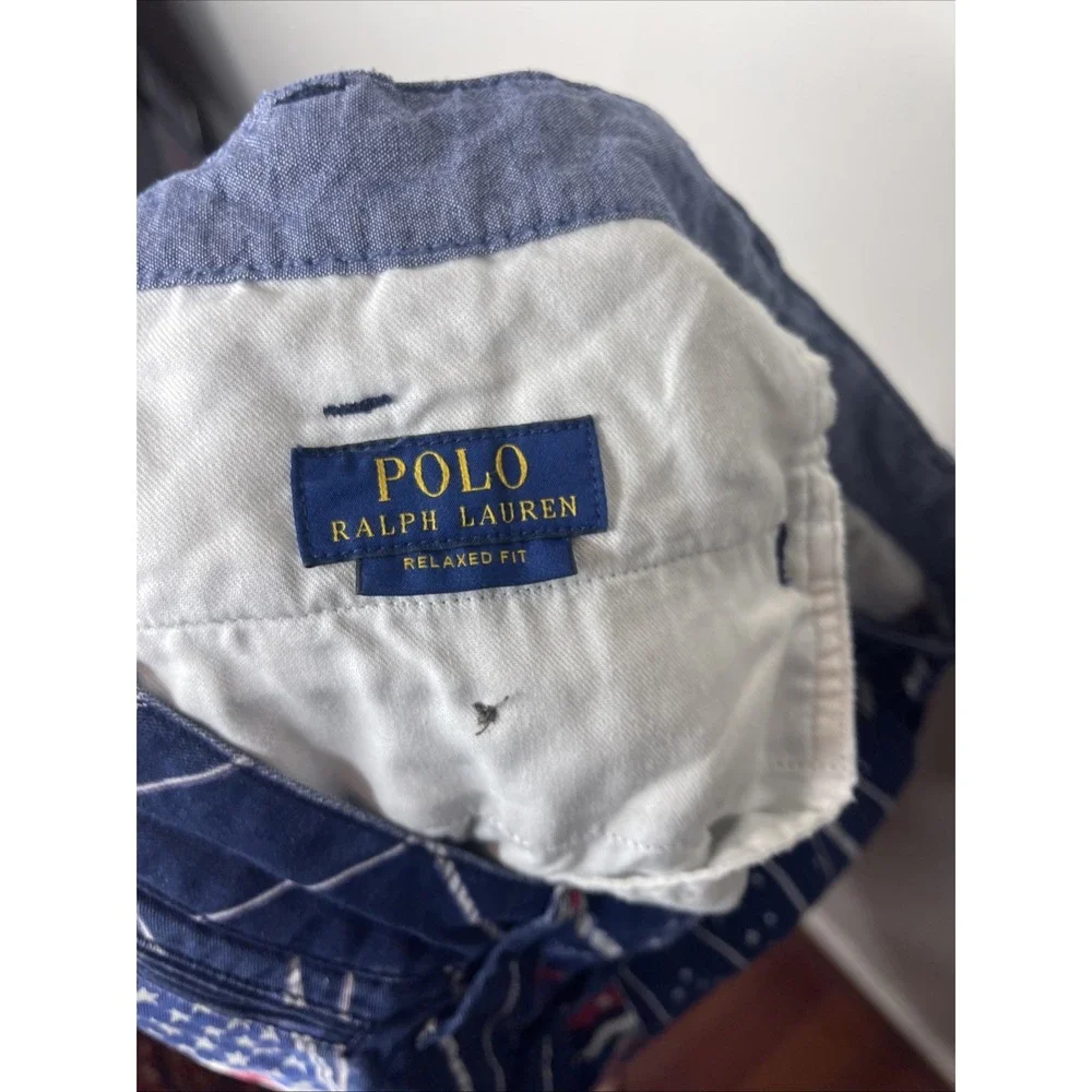 Mens Polo Ralph Lauren Flag Sailboat Nautical Patriotic Relaxed Fit Short 35